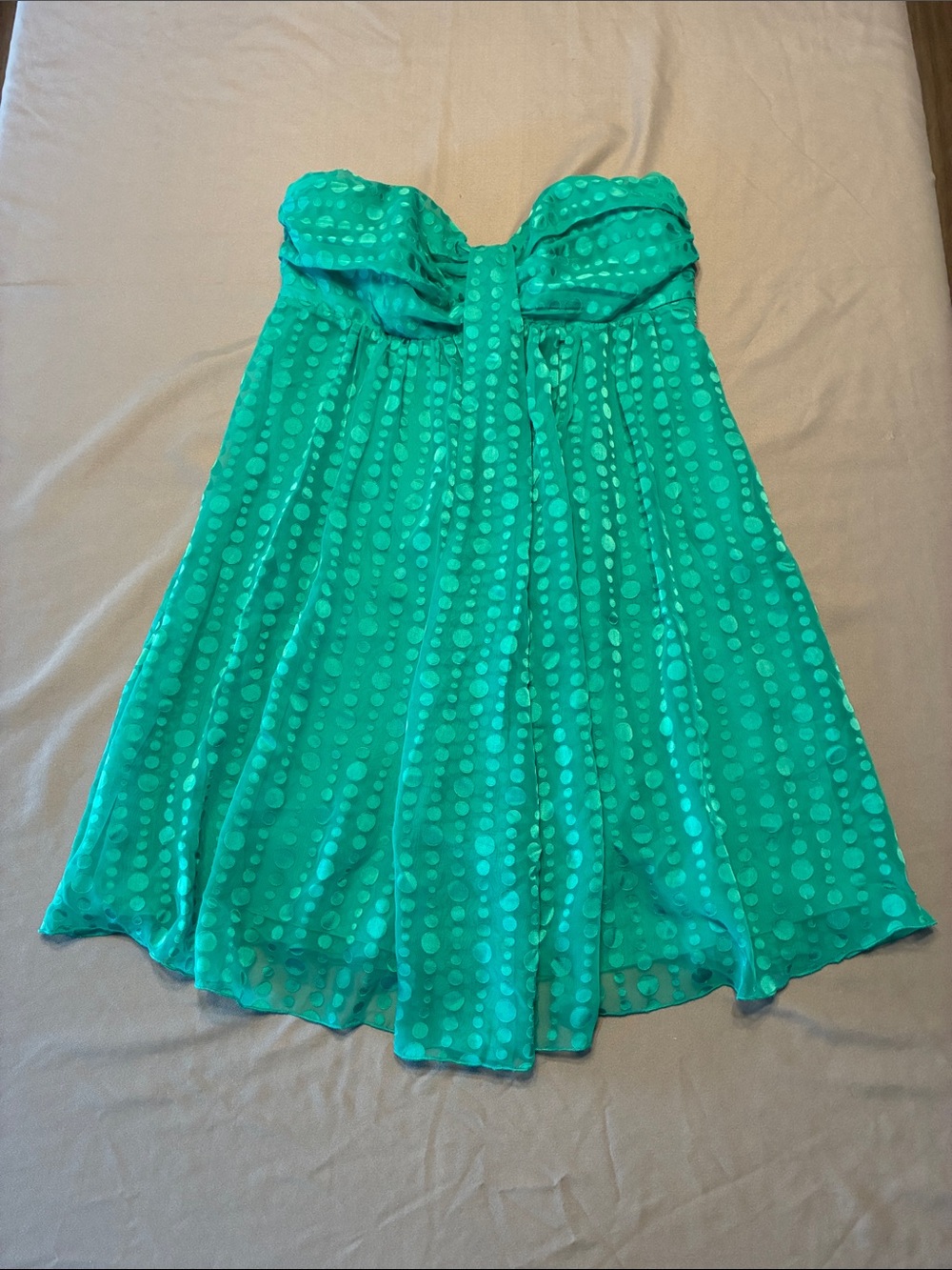 Express Strapless Teal Polka Dot Sundress